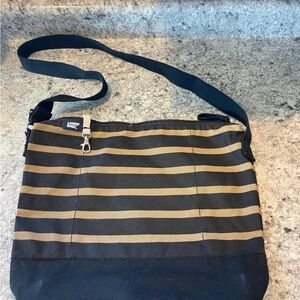 Lands' End Black and Brown Striped Tote Bag
